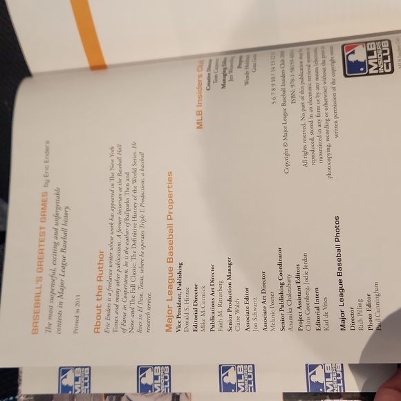 EUC MLB Insiders Club Baseball Greatest Games Hardcover printed 2011 - Picture 9 of 10